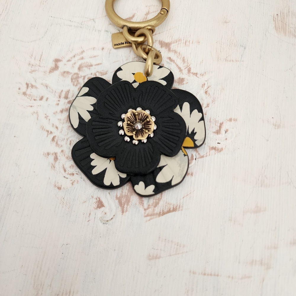 Coach Tea Rose Floral Purse Charm NWOT